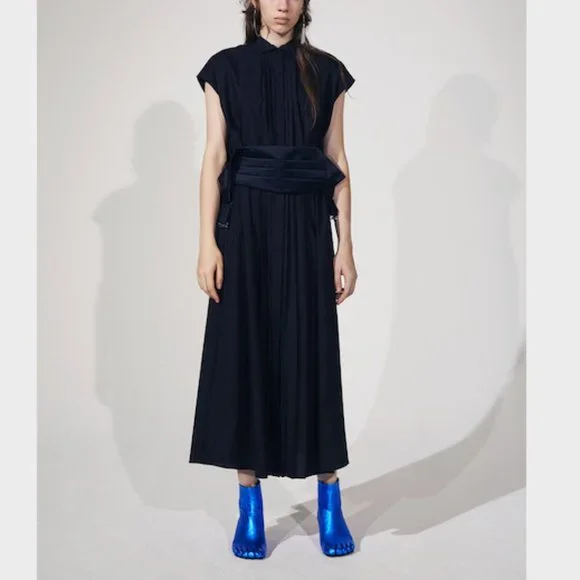 evening dress shops in glasgow city centre Maison Martin Margiela Fall 2000 Black Double Stitch Logo Maxi Dress –  Studded Petals Vintage main image 1